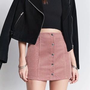 Corduroy Button-Front Mini Skirt